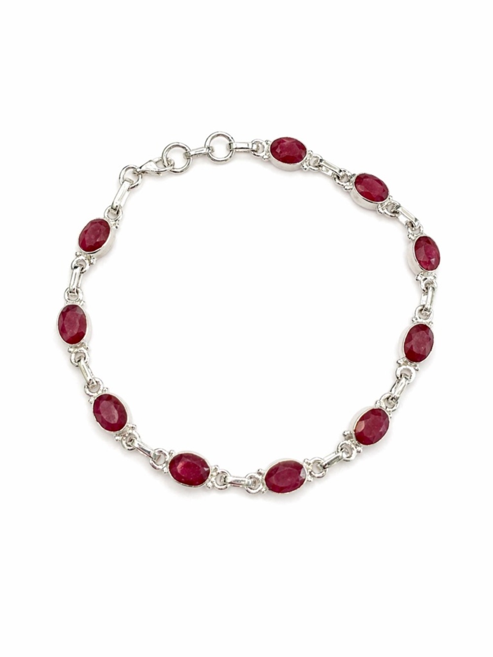 Sterling Silver Ruby Bracelet Adjustable New